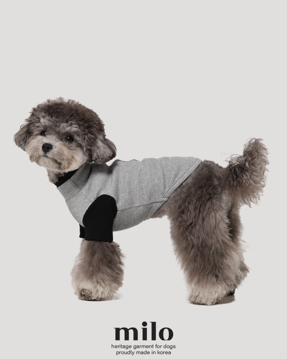 Milo 雙色高領T-Shirt 灰色款